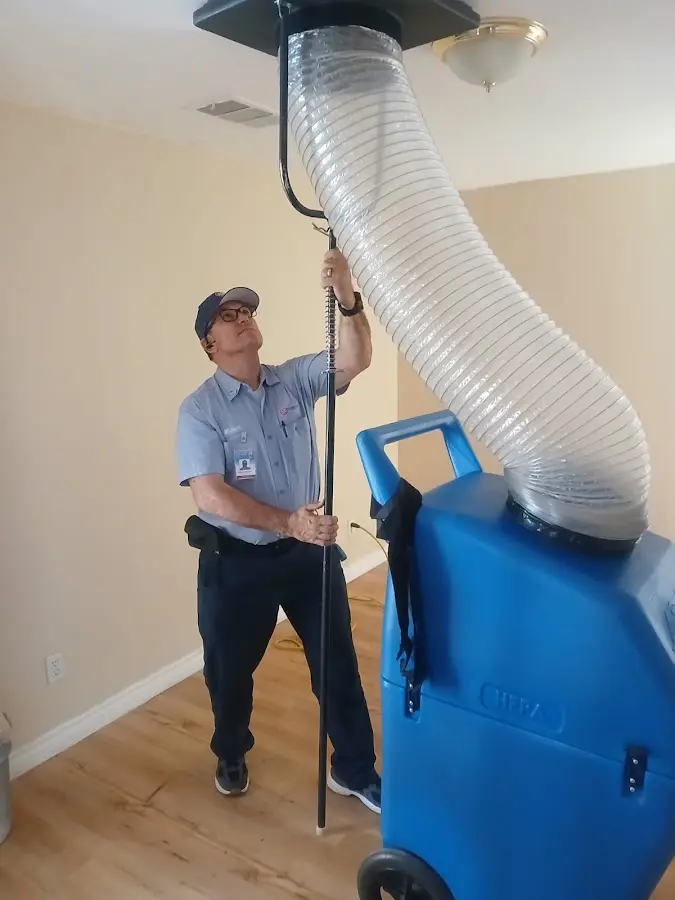 Mini Split Installation technician using HEPA equipment in Roswell